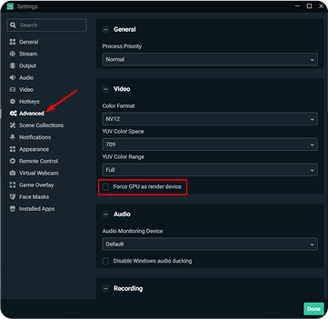 Streamlabs advanced settings